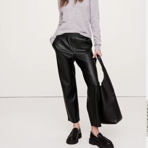 Banana Republic Mid-Rise Slim Vegan Leather Pull-On Pants in Black
